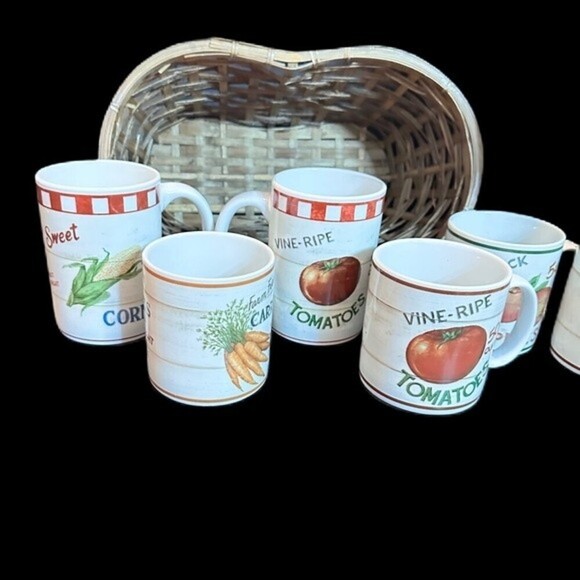Sakura&Home Trends Farm Fresh Mug Set Carrots Corn Tomatoes Apples Strawberries - Picture 5 of 16